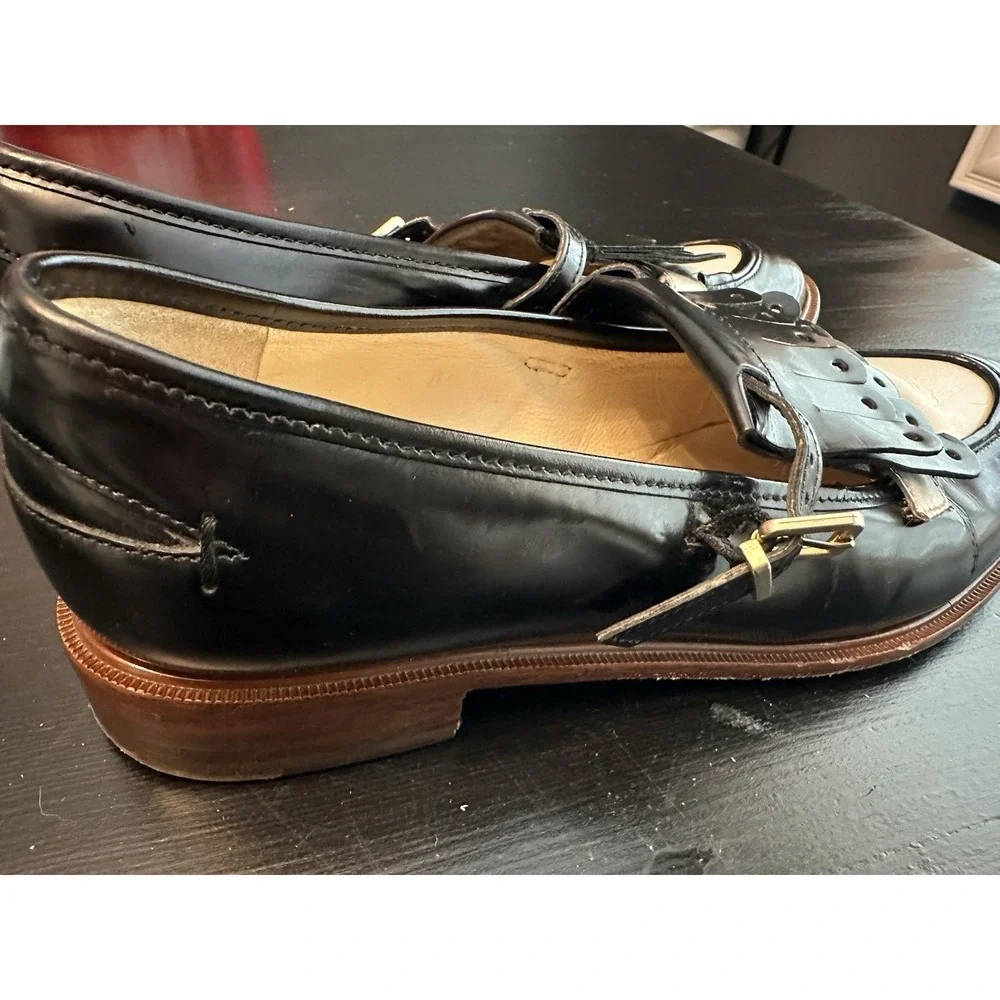 Vtg Robert Clergerie Paris Tassel Black White Patent Leather Shoes Loafers 37 -7